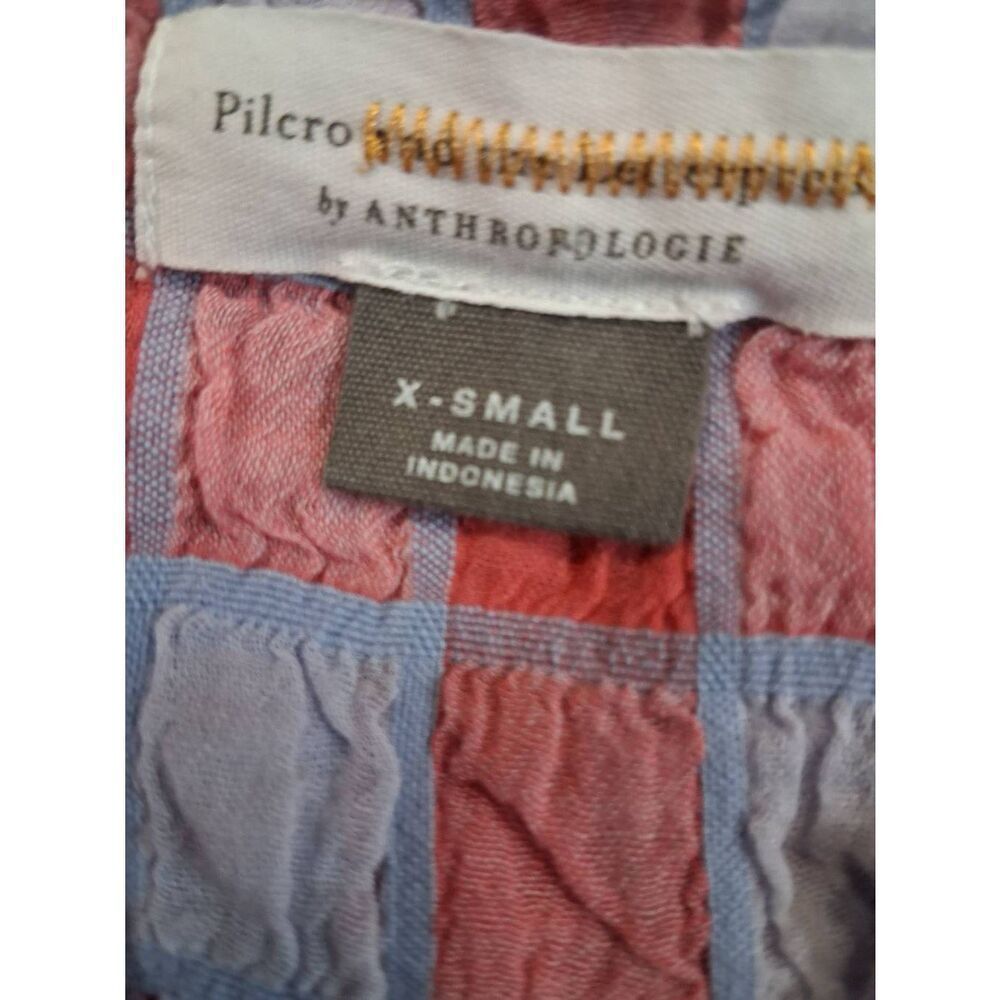 Pilcro Anthropologie womens small red plaid shirt blouse sleeveless seersucker - Picture 7 of 10